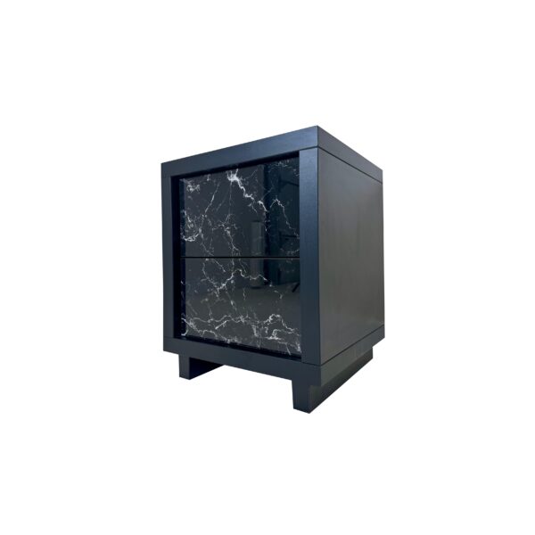 Szafka nocna / szklany marmur Glamour LUSSO NERO