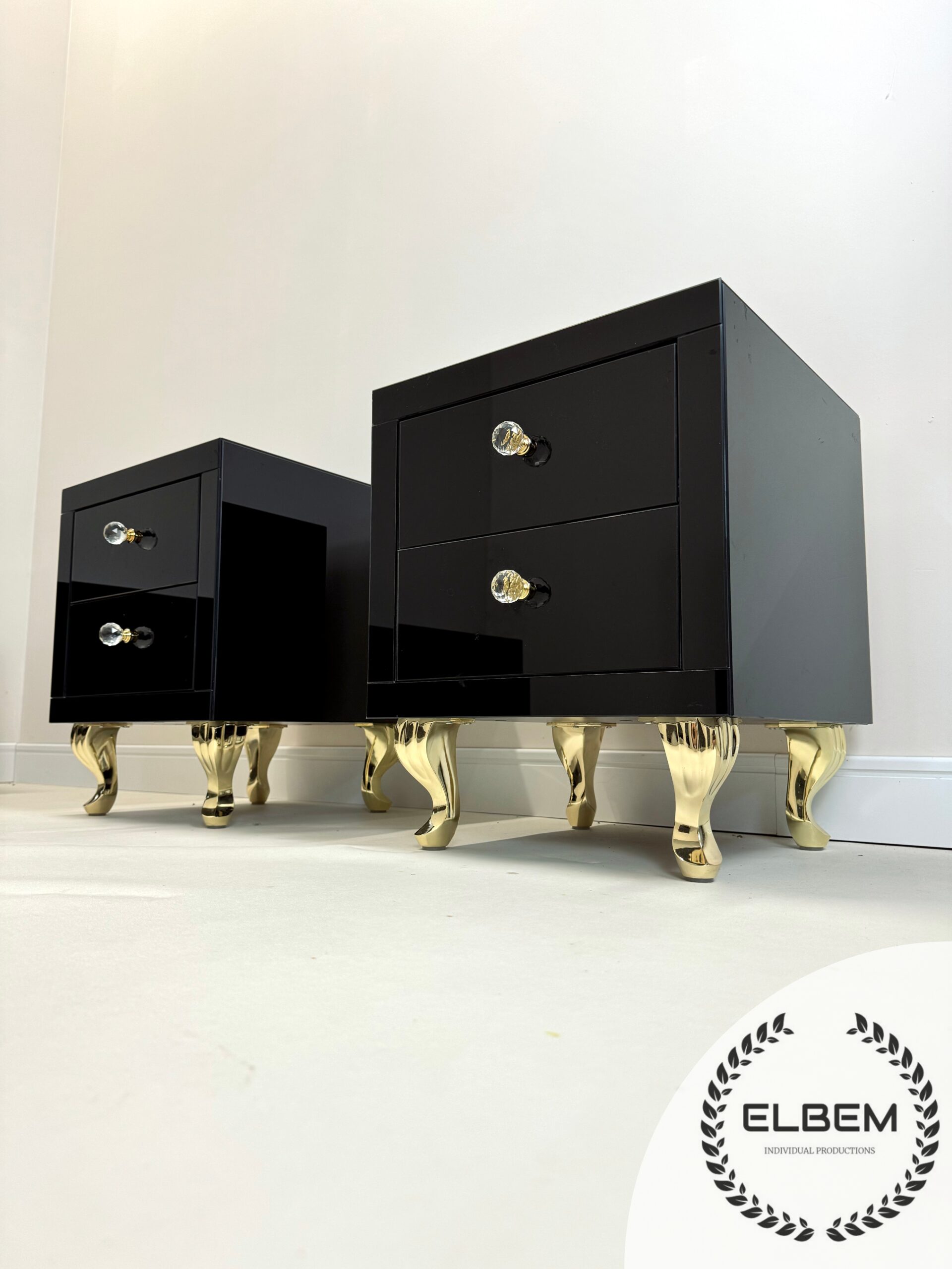 Szklana czarna szafka nocna Glamour LIRA - obrazek 5