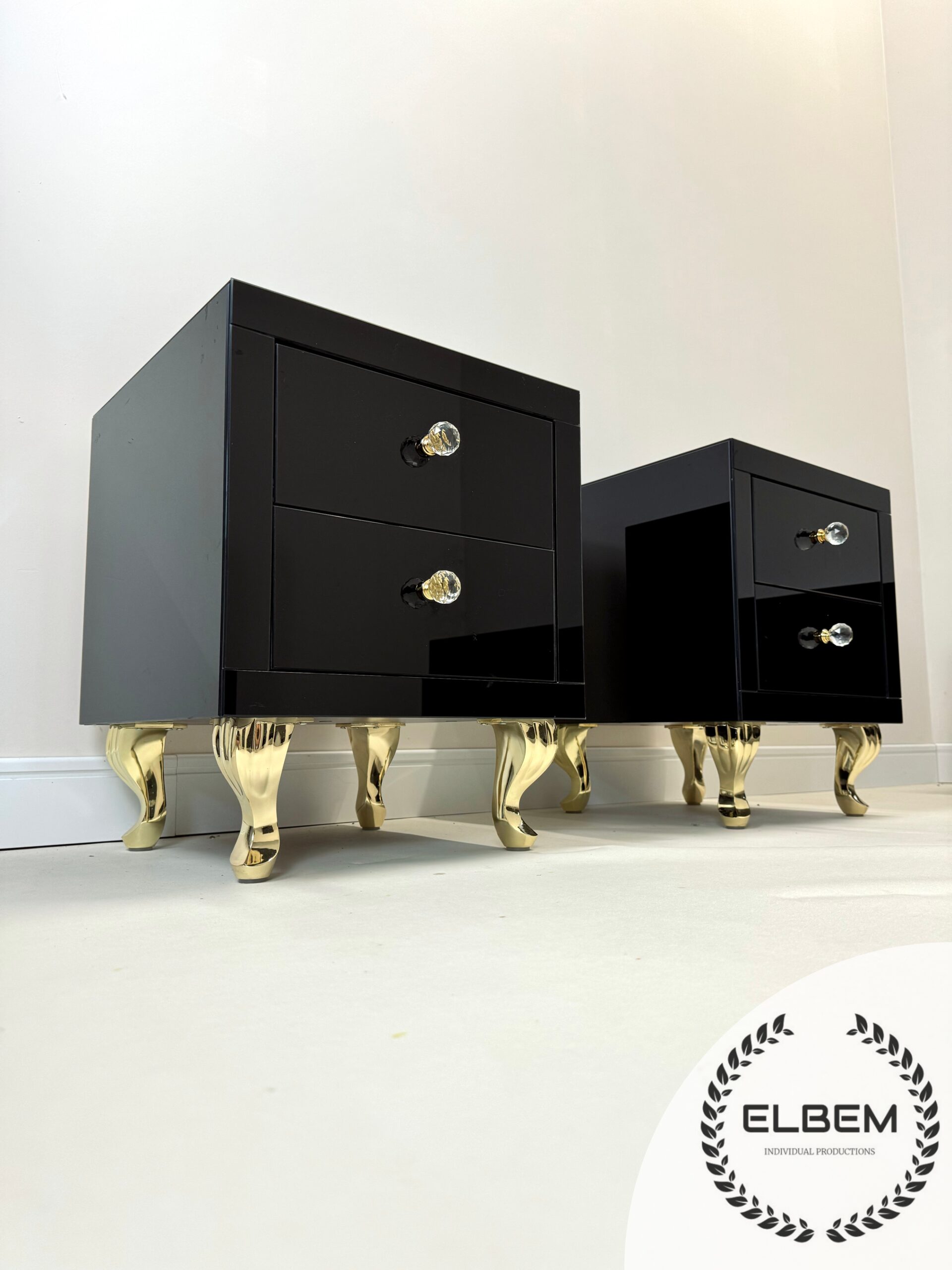 Szklana czarna szafka nocna Glamour LIRA - obrazek 6