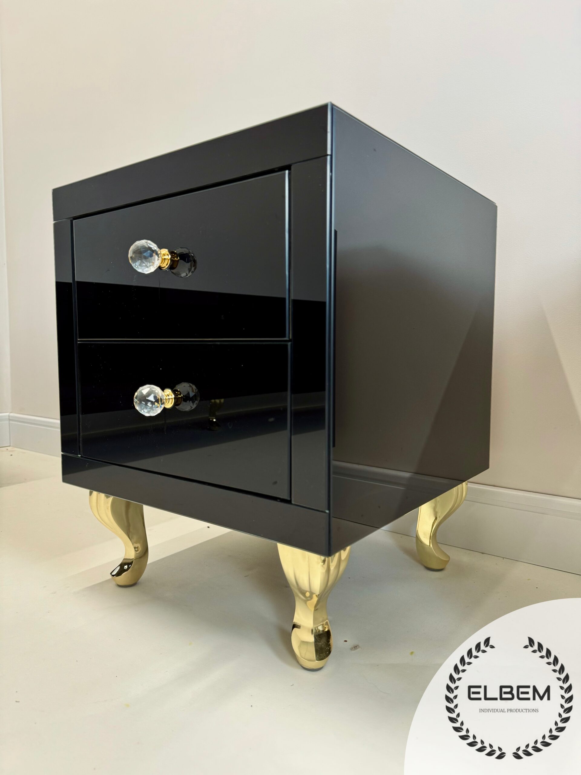 Szklana czarna szafka nocna Glamour LIRA - obrazek 4