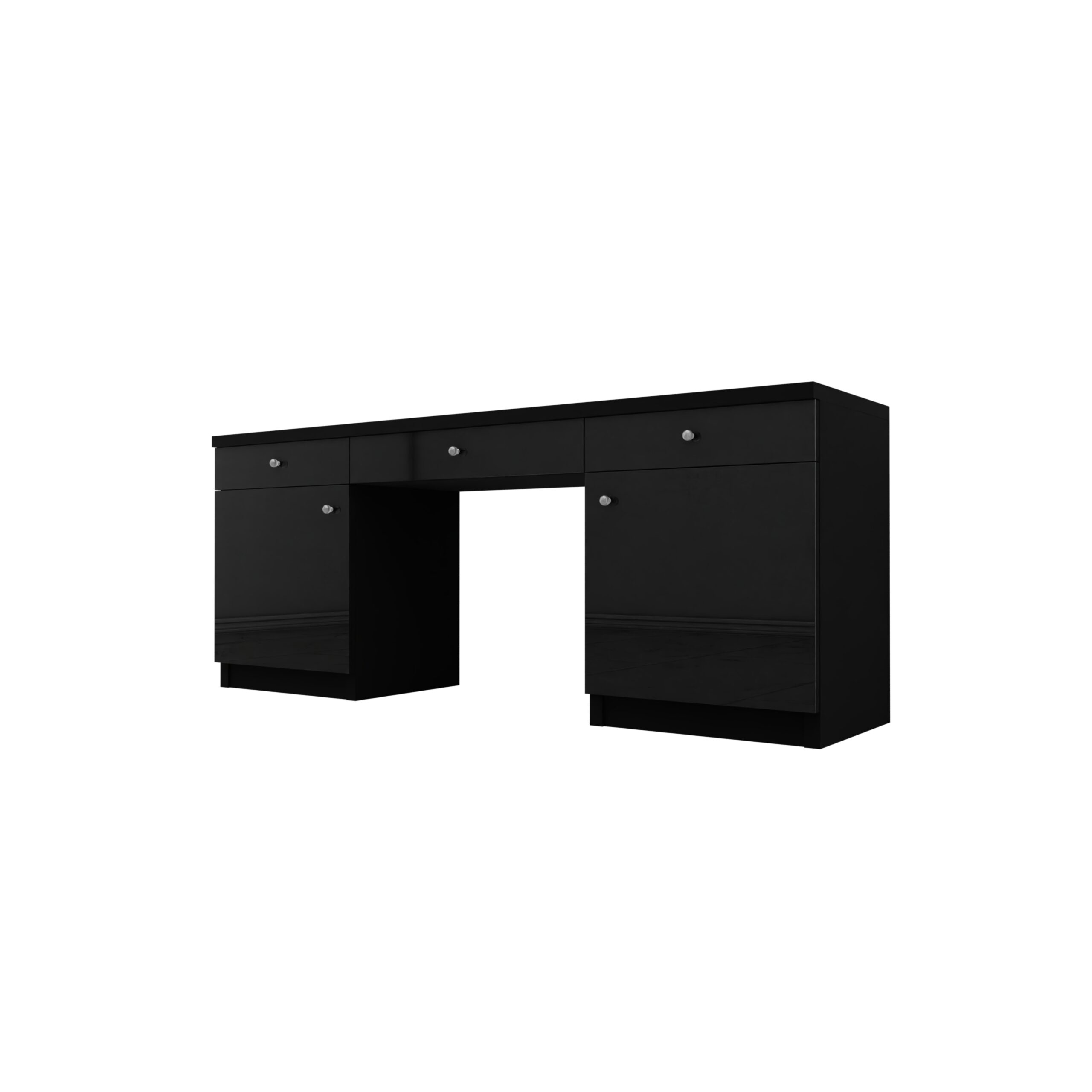 Czarne biurko Glamour - szklane czarne fronty ELEGANTE - obrazek 2