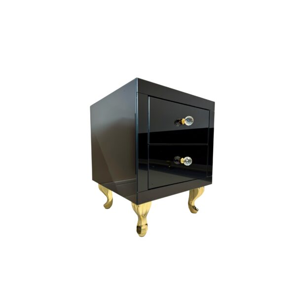 Szklana czarna szafka nocna Glamour LIRA