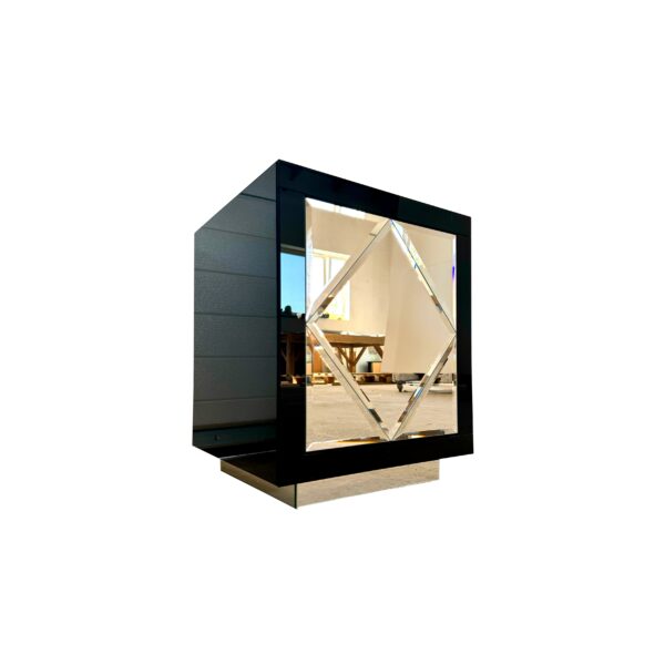 Szklana czarna szafka nocna Glamour ROMBO