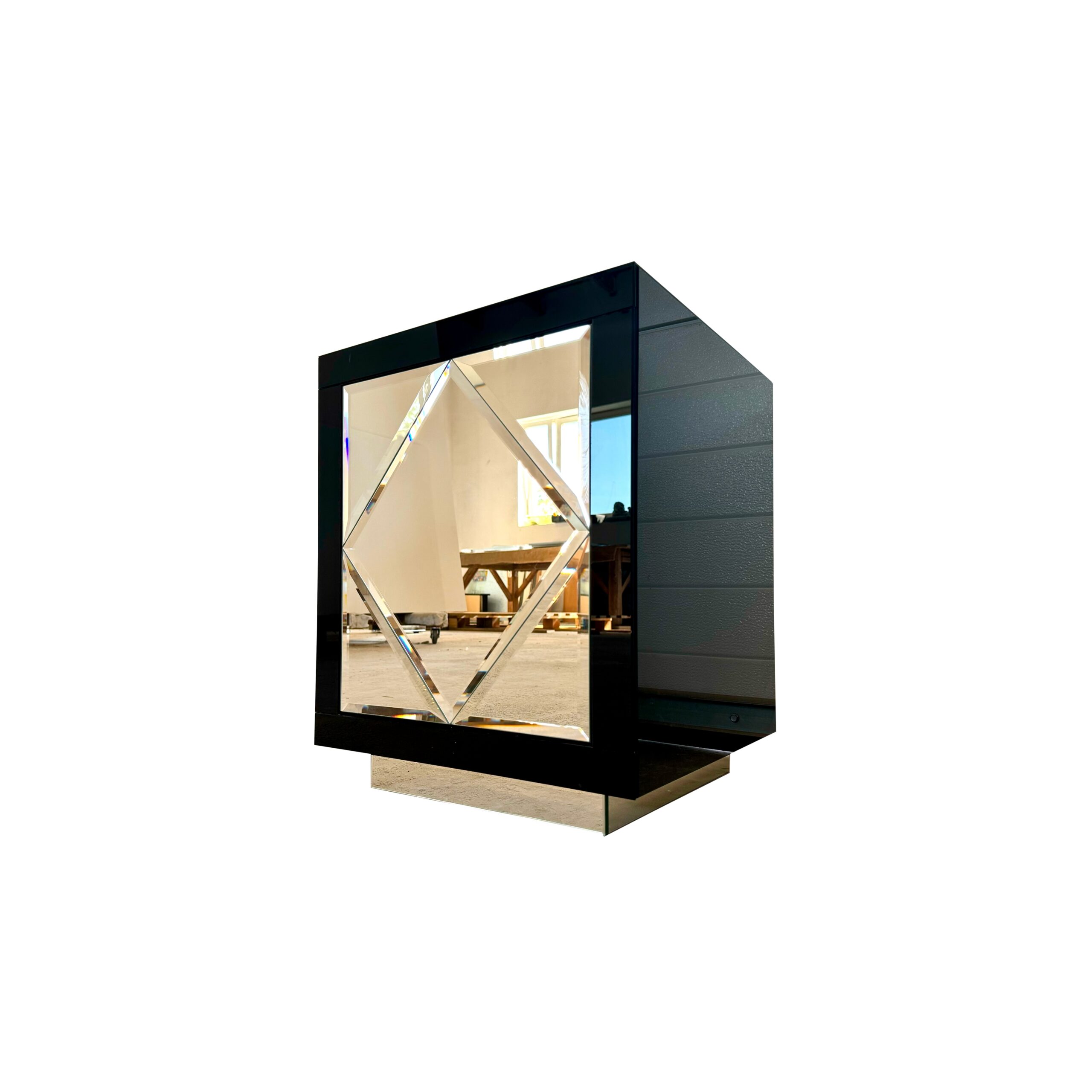 Szklana czarna szafka nocna Glamour ROMBO - obrazek 2