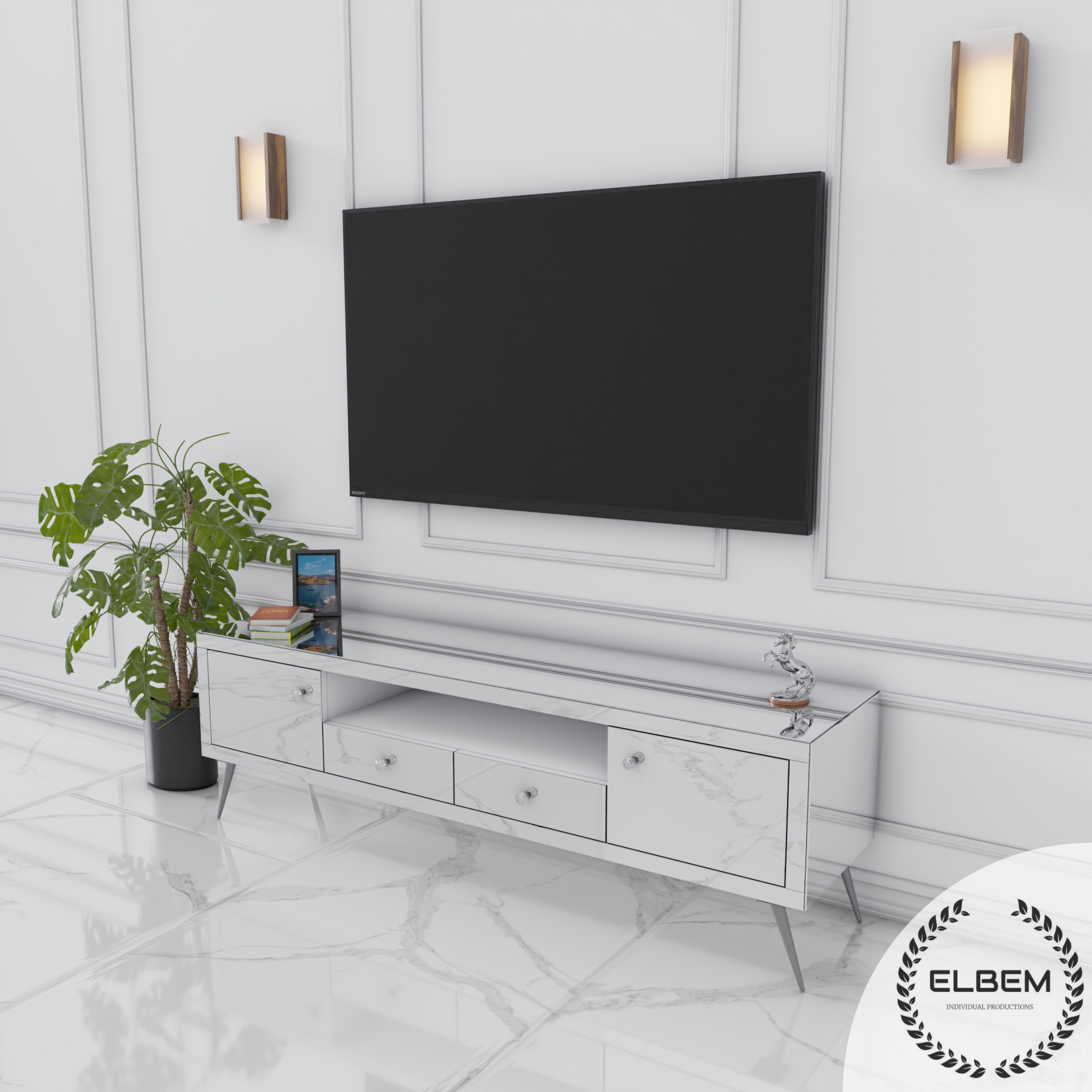 Lustrzana szafka RTV Glamour NOELLE - obrazek 3