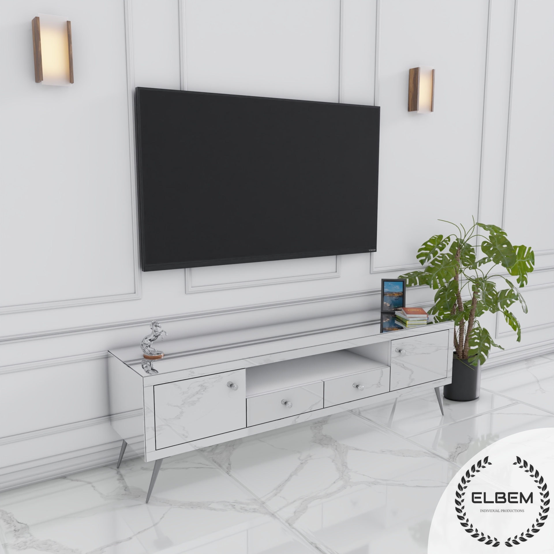 Lustrzana szafka RTV Glamour NOELLE - obrazek 5