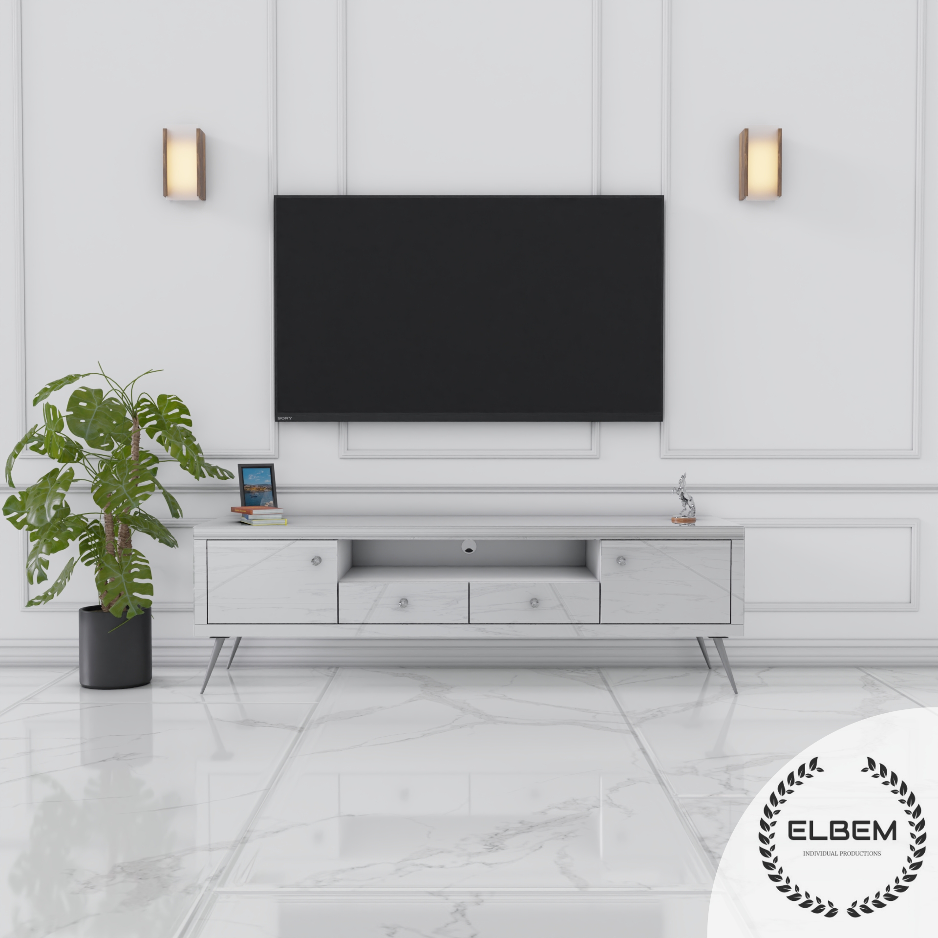 Lustrzana szafka RTV Glamour NOELLE - obrazek 4