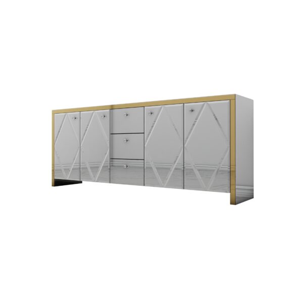 Szklana lustrzana komoda Glamour – MONARCH CRYSTAL GOLD