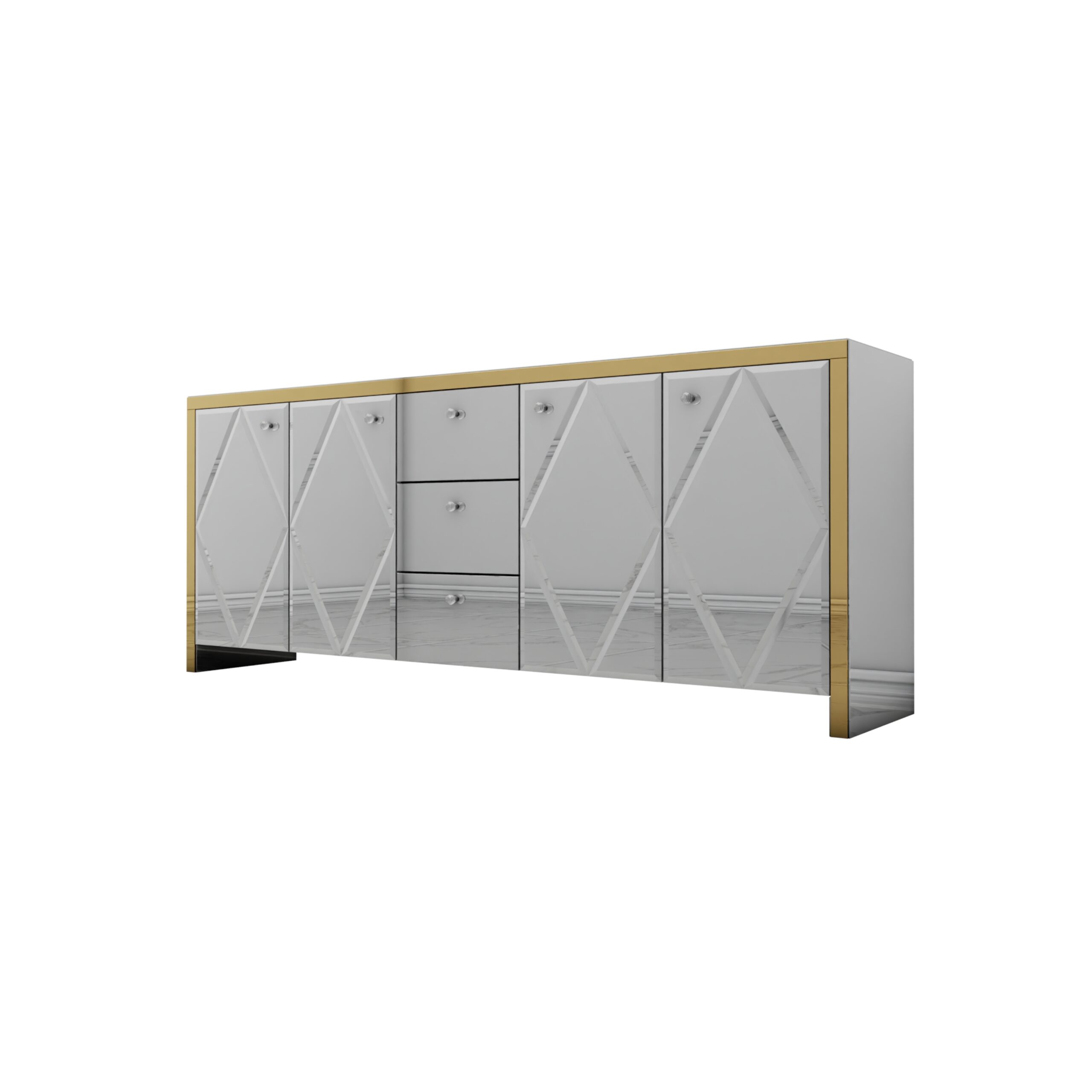 Szklana lustrzana komoda Glamour - MONARCH CRYSTAL GOLD - obrazek 2