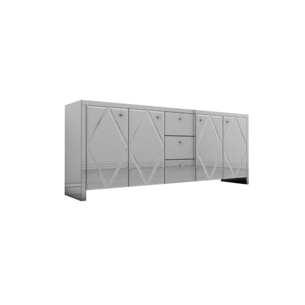 Szklana lustrzana komoda Glamour – MONARCH CRYSTAL SILVER