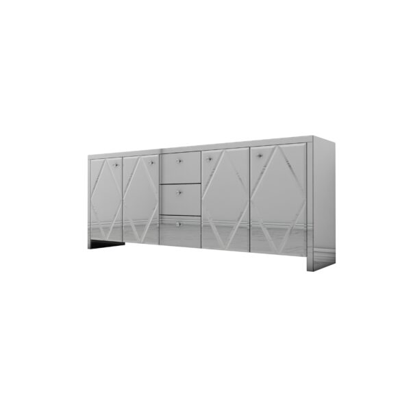 Szklana lustrzana komoda Glamour – MONARCH CRYSTAL SILVER