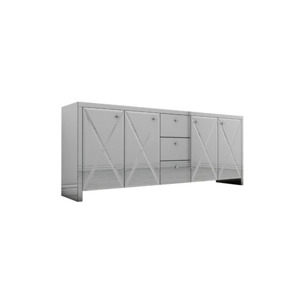 Szklana lustrzana komoda Glamour – MONARCH CRYSTAL SILVER II