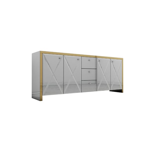 Szklana lustrzana komoda Glamour – MONARCH CRYSTAL GOLD II