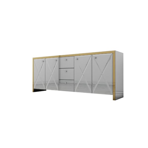 Szklana lustrzana komoda Glamour – MONARCH CRYSTAL GOLD II